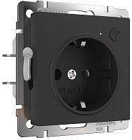 Розетка с заземлением по Wi-Fi без рамки Werkel 1-м. черный матовый картинка